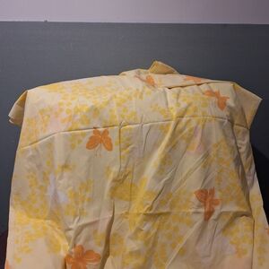 Vintage Springmaid Yellow Floral Queen Flat Sheet With Butterflies